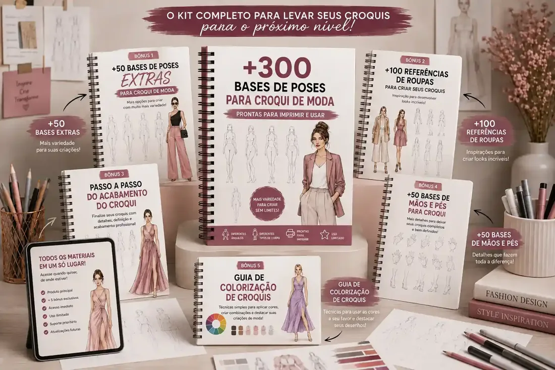 Pacote completo com as bases de poses e os cinco bônus